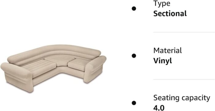Intex 68575 75047 Valve (Corner Couch Sofa: 257 x 203 x 76 CM - Image 4