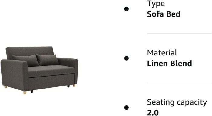 Bravich Pull Out Two Seater Double Sofa Bed -Brown. Modern Contemporary Space Saving Folding Bed, Easy Fold Living Room Furniture To Full Size Double Bed. Fabric Couch With Thick Foam Cushions. - Image 8