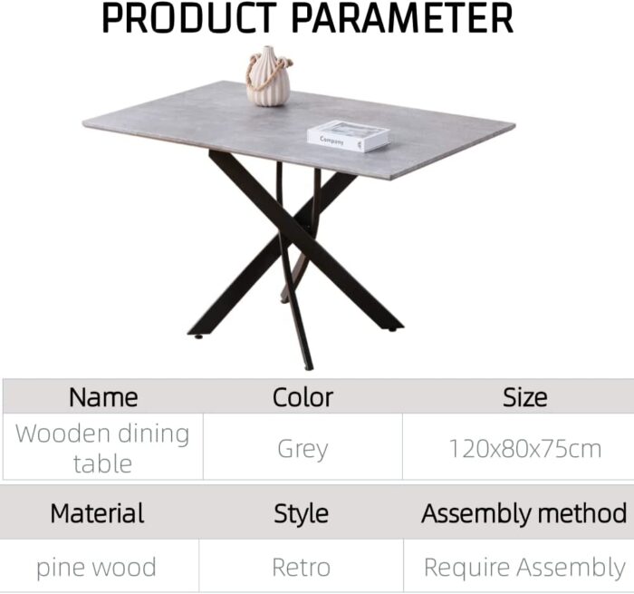 GOLDFAN Wooden Dining Table and 4 Chairs Rectangular Industrial Style Kitchen Table and Velvet Upholstered Chairs Home Office,Green/120CM - Image 2