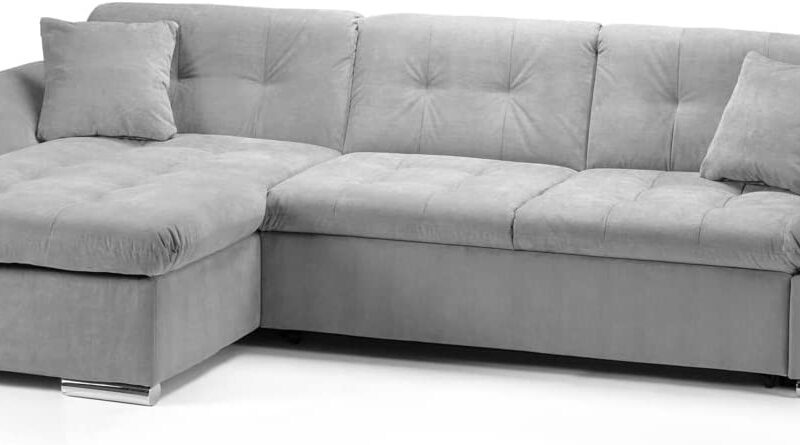 Honeypot Malvi Corner Sofa Bed with storage All Grey Left Hand