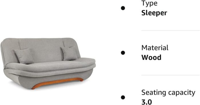 Honeypot – Sofa – Weronika – Large Storage Sofa Bed for Living Room- 3 Seater – Grey Fabric (3 Seater) - Image 8