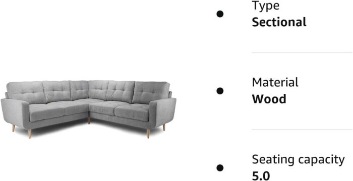 Honeypot – Sofa – Aurora – Grey Fabric – Corner – 3 Seater – 2 Seater (2C2 Corner) - Image 8