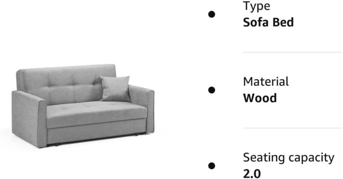 Honeypot – Sofa – Viva – Large Storage Sofa Bed – 3 Seater – 2 Seater – Grey – Plush Grey – Teal – Fabric (2 Seater Sofabed, Grey) - Image 8