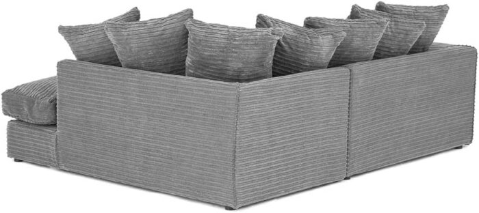 Abakus Direct ® JUMBO DYLAN LH/RH CORNER SEATER SOFA IN GREY CORD CHENILLE FABRIC + FREE FOOTSTOOL | 3-YEAR WARRANTY (RH Corner) - Image 6