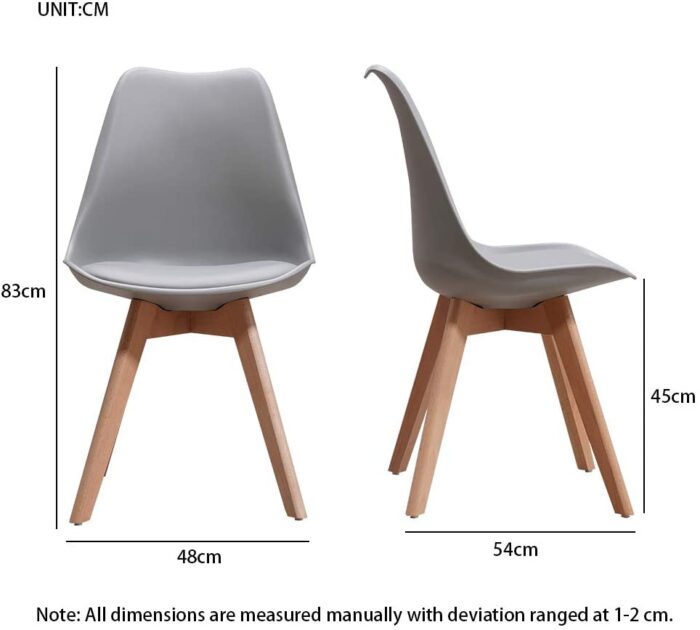 HomJoy Dining Table and 4 Chairs Set, Modern Design PU Seat Lounge Chair and Rectangular Kitchen Table with Solid Wood Legs (Grey * 4 + 120cm Table) - Image 6
