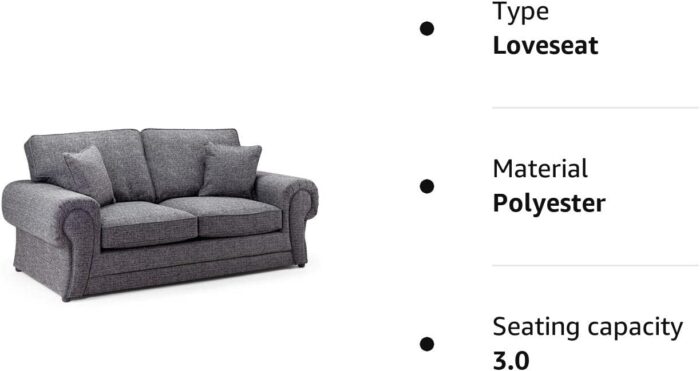 Honeypot – Sofa – Wilcot – Corner Sofa – 3 Seater – 2 Seater – Grey Fabric (3 Seater Sofabed) - Image 8