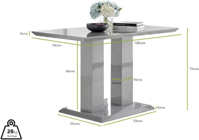 Furniturebox UK Dining Table & Chairs- Imperia Dining Table Set With 4 White Milan Chairs – Stunning High Gloss Grey Dining Table (Dining Table + 4 White Milan Chairs) - Image 3