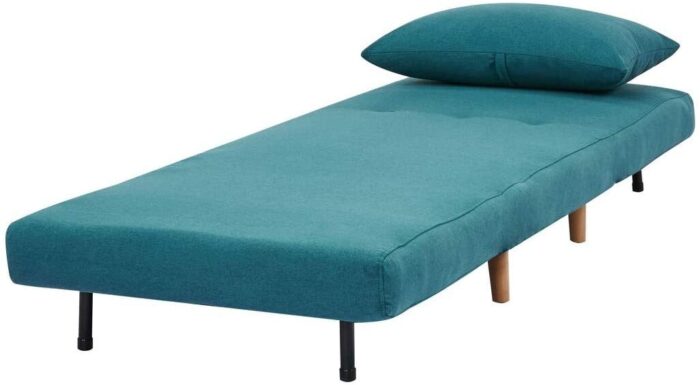 GIA Tri-Fold Convertible Polyester Sofa Bed Chair with Removable Pillow and Legs, Peacock Blue 1 pack - Image 7