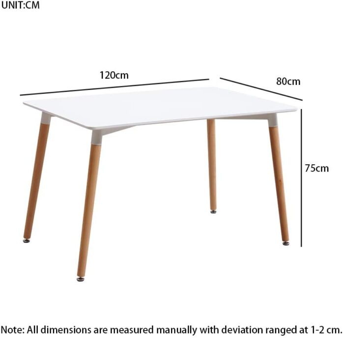 HomJoy Dining Table and 4 Chairs Set, Modern Design PU Seat Lounge Chair and Rectangular Kitchen Table with Solid Wood Legs (Grey * 4 + 120cm Table) - Image 8