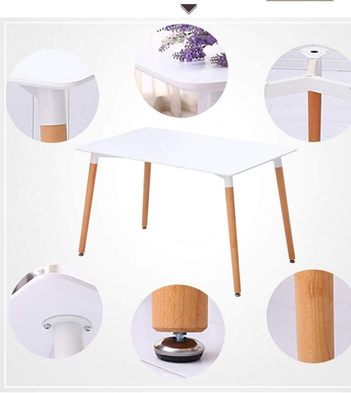 LEPTIS MAGNA Dining Table Set with 4 Chairs for Kitchen, Dining Room, Office or Lounge – White Wood Style Table and 4 Chairs (White) - Image 2