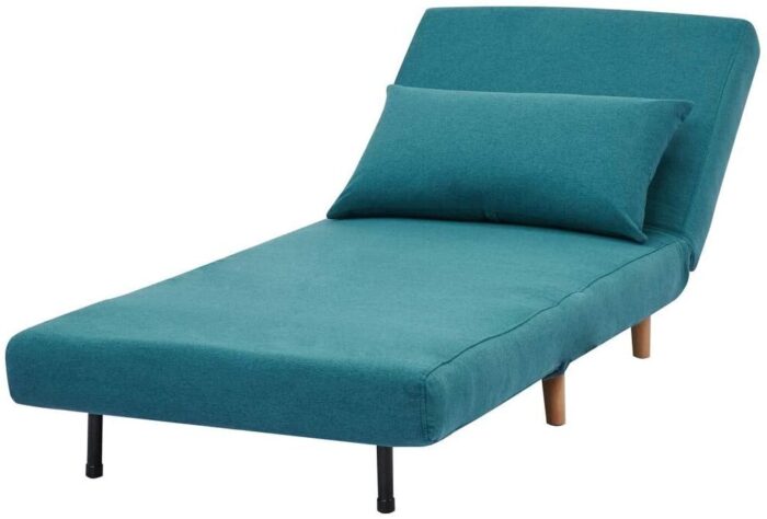 GIA Tri-Fold Convertible Polyester Sofa Bed Chair with Removable Pillow and Legs, Peacock Blue 1 pack - Image 6