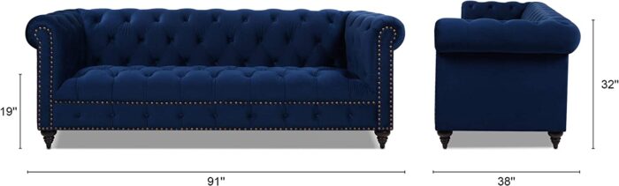 Jennifer Taylor Home Dalton Sofas, Navy Blue Velvet - Image 7