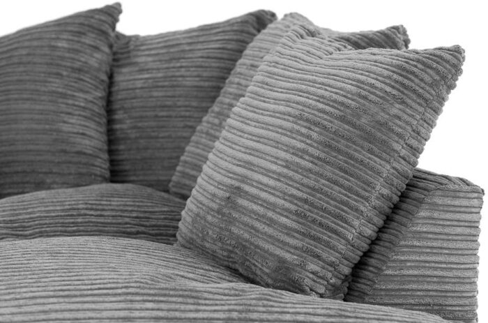 Abakus Direct ® JUMBO DYLAN LH/RH CORNER SEATER SOFA IN GREY CORD CHENILLE FABRIC + FREE FOOTSTOOL | 3-YEAR WARRANTY (RH Corner) - Image 5