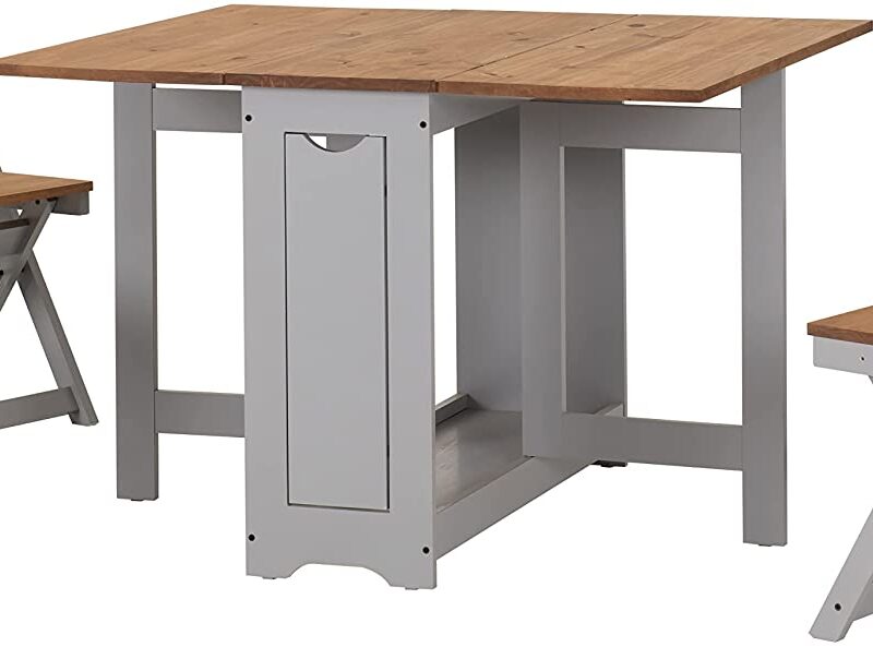 Seconique Santos Butterfly Folding Dining Set, Grey, Grey & Pine