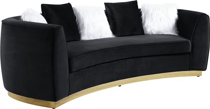 Acme Furniture Achelle Sofas, 28" H x 93" W x 41" D, Black, L x x, Brown and Gold
