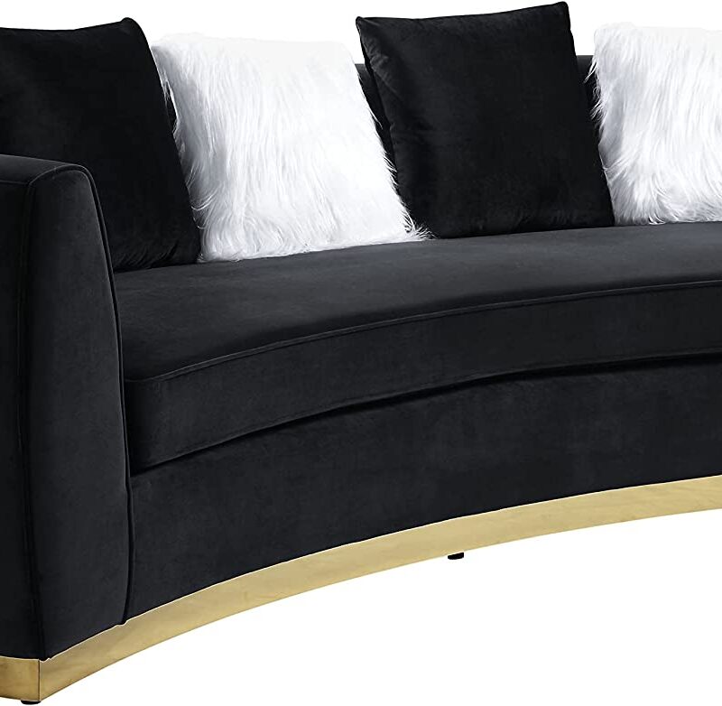Acme Furniture Achelle Sofas, 28" H x 93" W x 41" D, Black, L x x, Brown and Gold