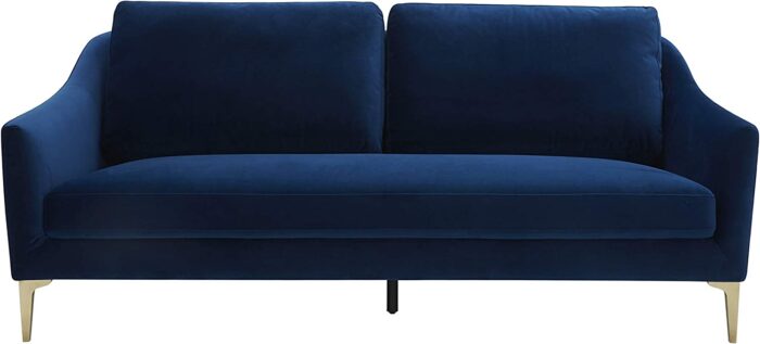 Amazon Brand – Rivet Alonzo Contemporary Velvet Sofa Couch, 80.3"W, Blue - Image 2