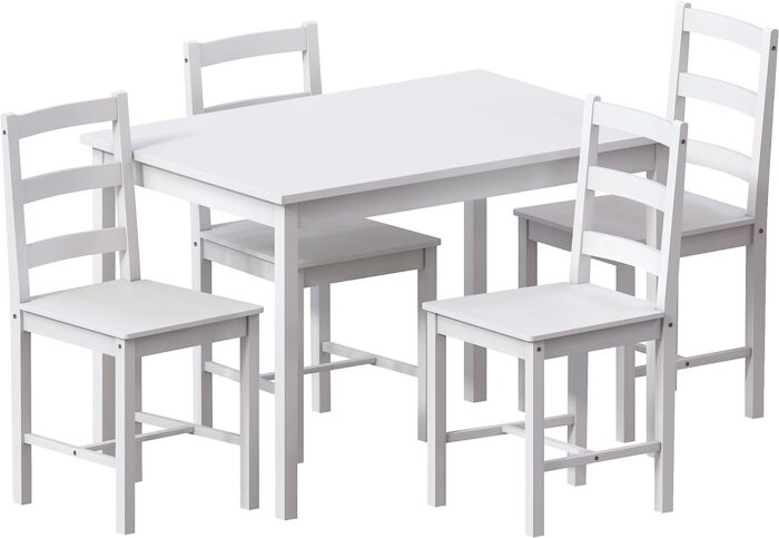 Vida Designs Yorkshire Dining Table and Chairs Set Kitchen Home Furniture (White, 4 Seater) - Image 6