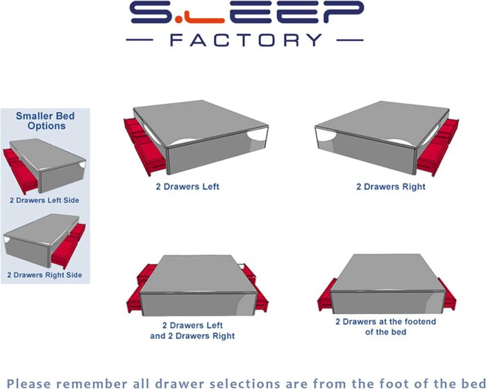 Sleep Factory's Grey Fabric Memory Foam Divan Bed Set With Mattress And Headboard 3ft 4ft 4ft6 5ft 6ft Single Double Small UK King Super King (4.6FT (Double), No Drawers) - Image 4