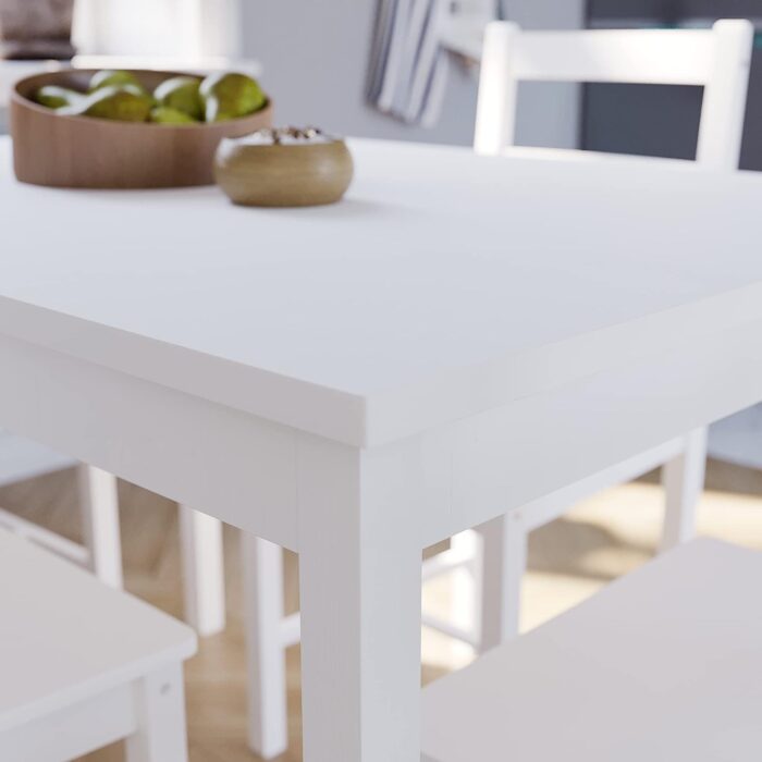 Vida Designs Yorkshire Dining Table and Chairs Set Kitchen Home Furniture (White, 4 Seater) - Image 4