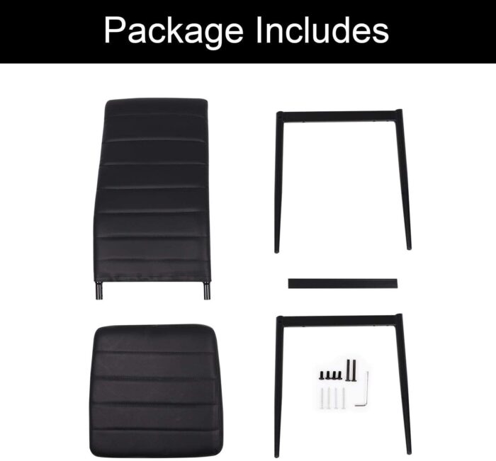 Jooli Glass Table and Chairs Set 4, 75cm Square Table with 4 Faux Leather High Back Chairs Modern Dining Room Sets for Home Kitchen Office, Black - Image 7