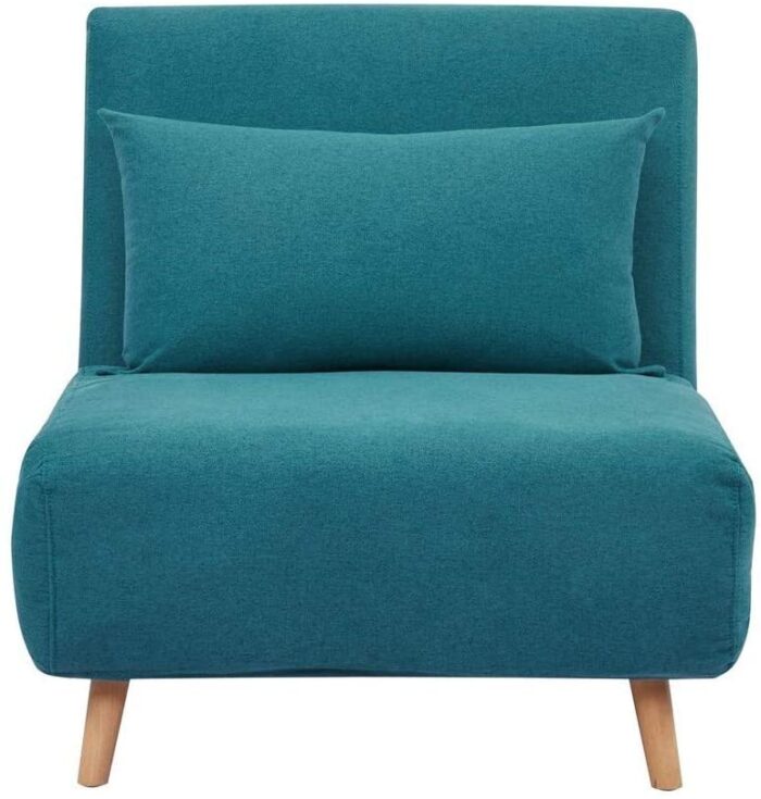 GIA Tri-Fold Convertible Polyester Sofa Bed Chair with Removable Pillow and Legs, Peacock Blue 1 pack - Image 4