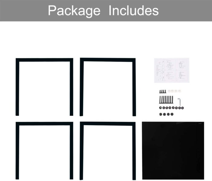Jooli Glass Table and Chairs Set 4, 75cm Square Table with 4 Faux Leather High Back Chairs Modern Dining Room Sets for Home Kitchen Office, Black - Image 6