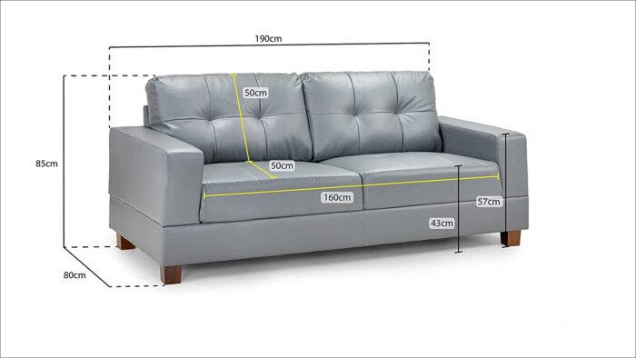Honeypot – Sofa – Jerry – 3 Seater – 2 Seater – Armchair – Black – Grey – Faux leather (3 Seater, Black) - Image 8