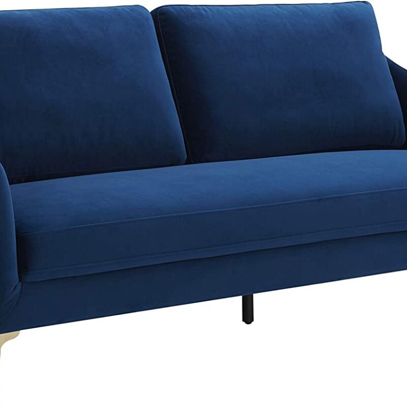 Amazon Brand – Rivet Alonzo Contemporary Velvet Sofa Couch, 80.3"W, Blue
