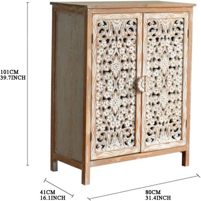 NIZAME Farmhouse Free Standing Cabinet with 2 Doors, Carving Sideboard, Wood Buffet Storage Cabinet for Dining Room, Hallway, Kitchen, Bathroom, 31.4 * 16.1 * 39.7 Inches - Image 3