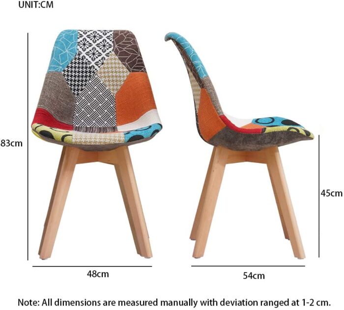 HomJoy Dining Table and 4 Chairs Set, Retro Patchwork Lounge Chair and 120cm Modern Rectangular Kitchen Table with Solid Wood Legs (4 Chairs + Rectangular Table) - Image 5