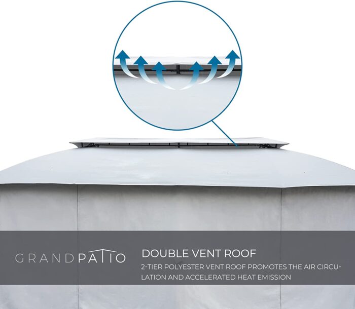 Grand Patio 13'x20' Gazebo for Patio Double Vent Canopy with Netting and Curtains for Deck Backyard Garden Lawns - Image 5