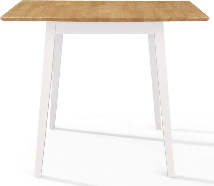 Hallowood Furniture Ledbury Small Wooden Drop Leaf Dining Table and Set of 4 Chairs in White and Oak Finishing – Space Saving Dining Table for Kitchen and Apartments – Ideal for Restaurants and Café - Image 2