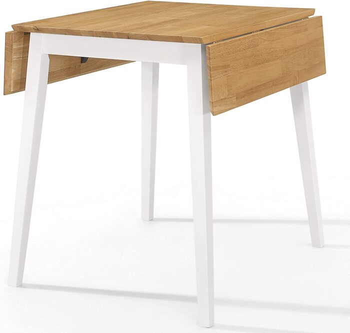 Hallowood Furniture Ledbury Small Wooden Drop Leaf Dining Table and Set of 4 Chairs in White and Oak Finishing – Space Saving Dining Table for Kitchen and Apartments – Ideal for Restaurants and Café - Image 3