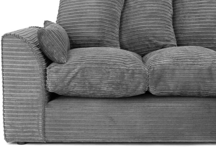 Abakus Direct ® JUMBO DYLAN LH/RH CORNER SEATER SOFA IN GREY CORD CHENILLE FABRIC + FREE FOOTSTOOL | 3-YEAR WARRANTY (RH Corner) - Image 3