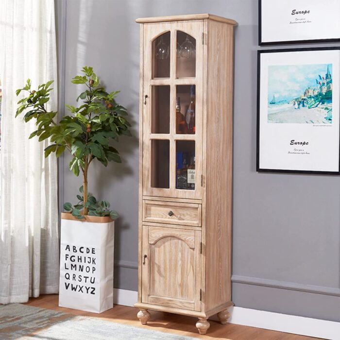 ACIYD Luxury Buffet Sideboard Bar Cabinet with Storage, Solid Wood Wine Cabinet Side Cabinet High Cabinet Modern Minimalist Living Room Dining Room Display Cabinet (Color : White) - Image 8
