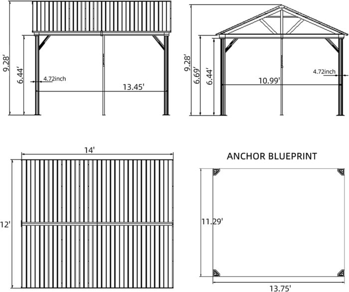 12' x 14' Hardtop Gazebo Outdoor Aluminum Gazebo with Galvanized Steel Gable Canopy for Patio Decks Backyard by domi outdoor living (Wood Looking) - Image 8