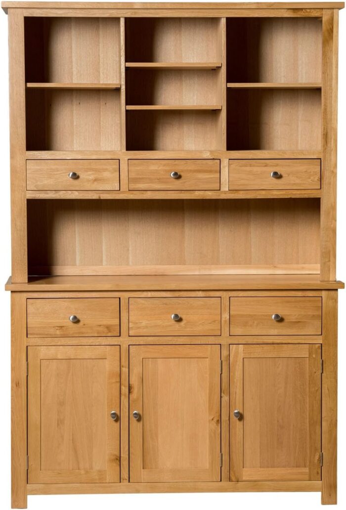 Hallowood Furniture Waverly Large Display Cabinet in Light Oak Finish – Solid Wooden Dresser Display Cabinet with 6 Drawers and Storage Cupboard for Kitchen & Living Room-Storage Unit for Dining Room - Image 5