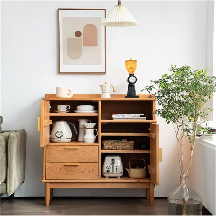 TOMYEUS Sideboard Living Room Sideboard Cupboard Wine Cabinet Kitchen Storage Cabinet Dining Room Storage Cabinet Simple Tea Cabinet Entrance Cabinet Buffet Cabinet (Size : 95 * 40 * 99cm) - Image 3