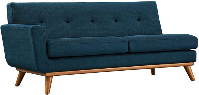 Modway Engage Mid-Century Modern Upholstered Fabric L-Shaped Sectional Sofa in Azure - Image 5