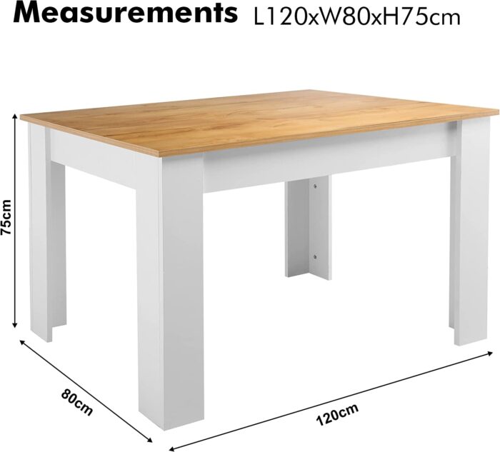 Blisswood Dining Table And Chair 4 Set, Pu Leather Dining Room Chairs and 17mm Thick Table Top 120 x 80 cm Long Wooden Dining Table Modern Design Dining Table Set For Home Kitchen Furniture - Image 3