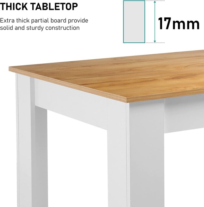 Blisswood Dining Table And Chair 4 Set, Pu Leather Dining Room Chairs and 17mm Thick Table Top 120 x 80 cm Long Wooden Dining Table Modern Design Dining Table Set For Home Kitchen Furniture - Image 4