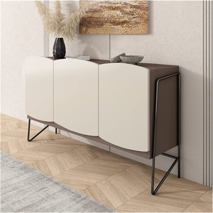 FURUIWUFENG Buffet Cabinet Sideboard Modern Dining Room Side Cabinet Locker Tea Cabinet Simple Living Room Cabinet Wall Entrance Small Storage Cabinet (Color : White, Size : 124 * 40 * 85cm) - Image 2
