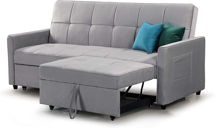 Honeypot – Sofabed – Elegance – 3 Seater – Large Sofabed – Plush Grey, Plush Marine, Plush Teal – Plush Fabric (Plush Grey) - Image 3