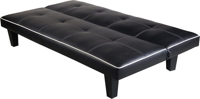 7Star Click Clack faux leather Sofa Bed Black spare room, guest room or games room recliner bed Settee Sale - Image 2