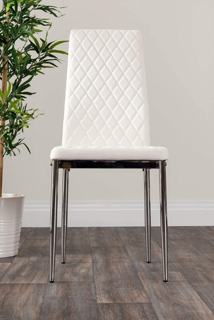 Furniturebox UK Dining Table & Chairs- Imperia Dining Table Set With 4 White Milan Chairs – Stunning High Gloss Grey Dining Table (Dining Table + 4 White Milan Chairs) - Image 7