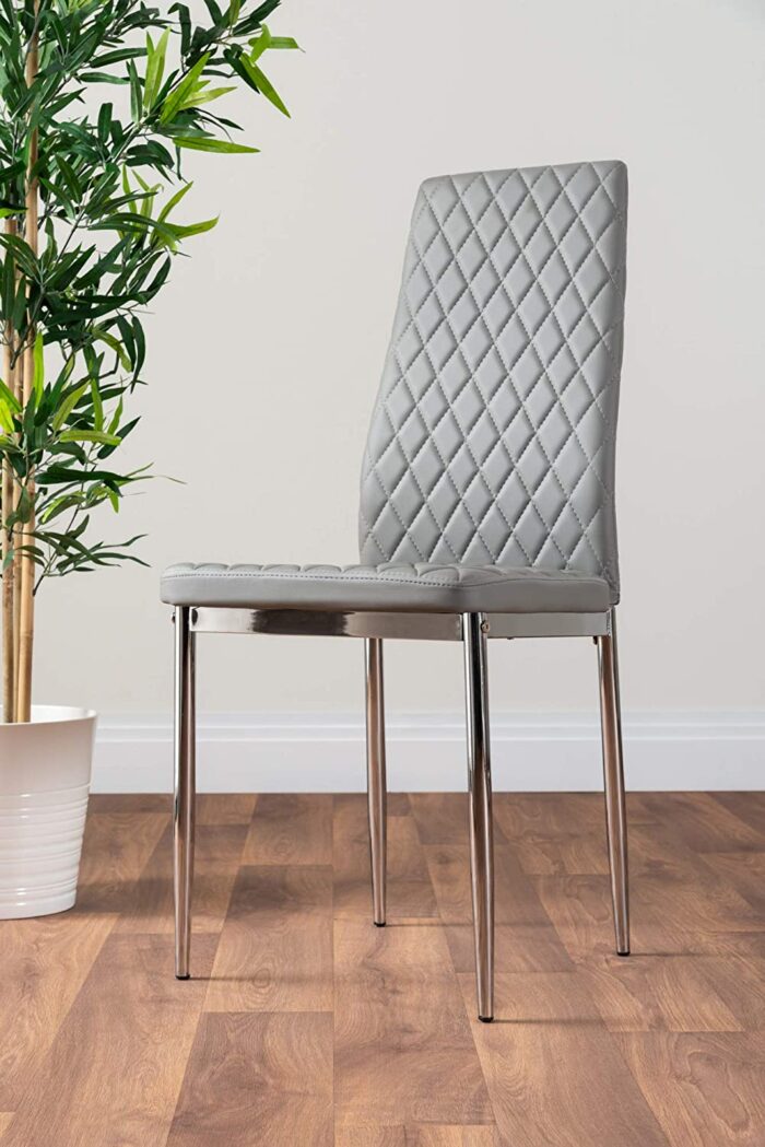 Furniturebox UK Dining Table & Chairs- Imperia Dining Table Set with 4 Grey Milan Chairs – Stunning High Gloss Grey Dining Table (Dining Table + 4 Grey Milan Chairs) - Image 7