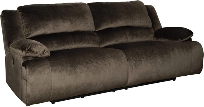 Signature Design by Ashley Clonmel Microfiber Extra Wide Seat Adjustable Power Reclining Sofa, Brown & Clonmel Microfiber Extra Wide Manual Reclining Loveseat, Brown - Image 2
