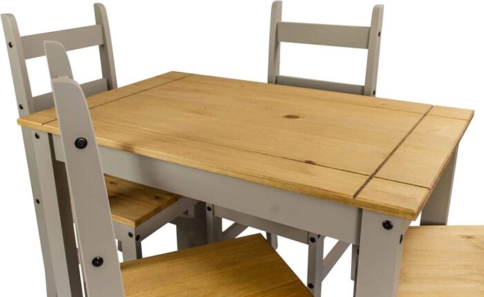 Mercers Furniture Corona Grey Wax Budget Dining Table and 4 Chairs - Image 3