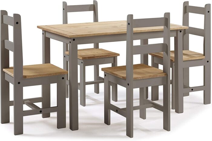 Mercers Furniture Corona Grey Wax Budget Dining Table and 4 Chairs - Image 2